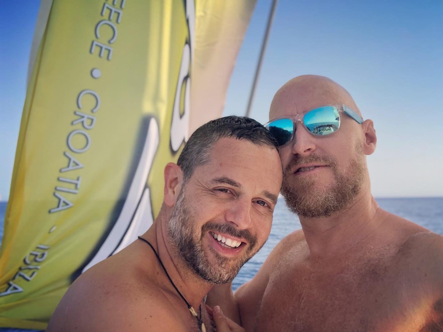 Saltyboys naturist friends on nude sailing catamaran