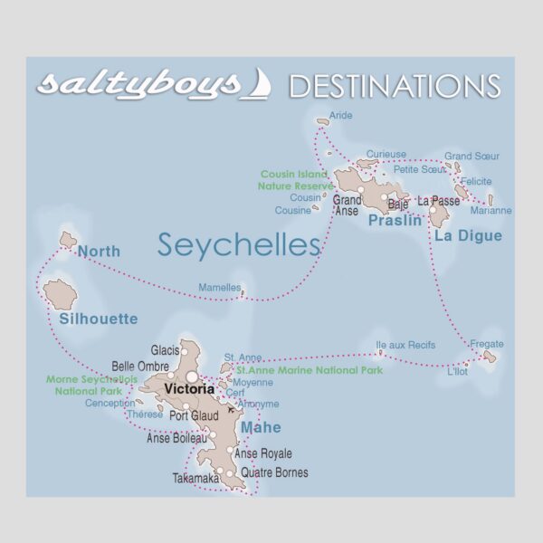 Saltyboys Seychelles gay sailing itinerary
