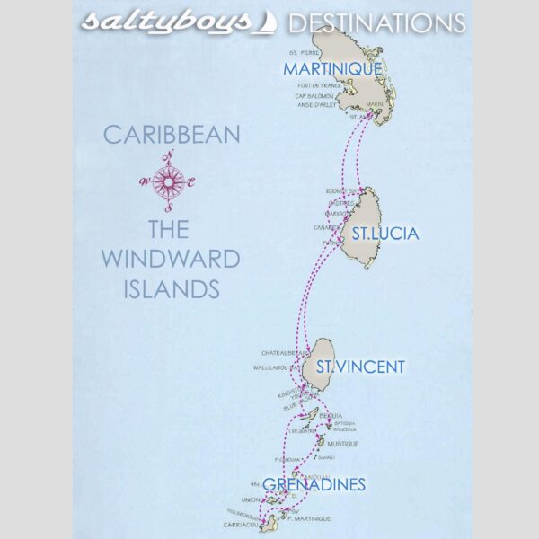 Itinerary Martinique sailing Saltyboys